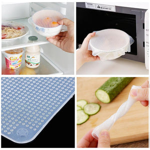 2pcs Silicone Lids Reusable Airtight Food Wrap Covers Keeping Fresh Seal Bowl Wrap Cover Kitchen Cookware Microwave Oven Special