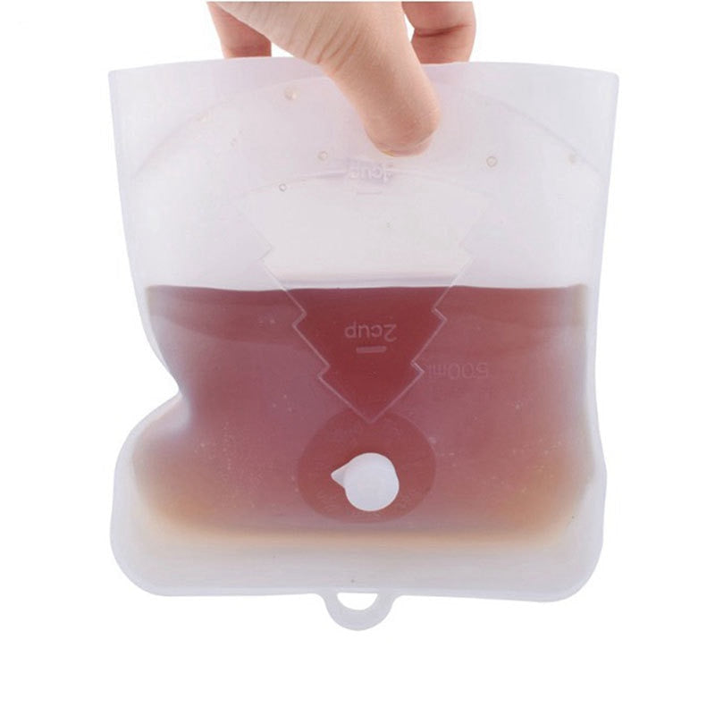 500ml/1000ml/1500ml Home Portable Silicone Food Bag Reusable Leakproof Storage Bag Food-grade Silicone Fresh Frozen Food Bag