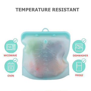 500ml/1000ml/1500ml Home Portable Silicone Food Bag Reusable Leakproof Storage Bag Food-grade Silicone Fresh Frozen Food Bag