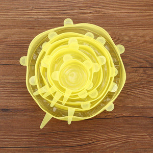 6Pcs Universal Stretchable Stretch Kitchen Vacuum Seal Bowls Preservation Tool Silicone Saran Wrap Cover Lids Food Bowl Pot 2