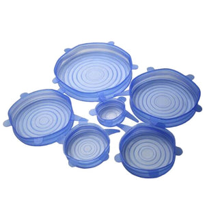 6Pcs Universal Stretchable Stretch Kitchen Vacuum Seal Bowls Preservation Tool Silicone Saran Wrap Cover Lids Food Bowl Pot 2