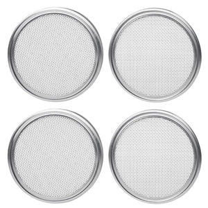 BMBY-Stainless Steel Sprouting Lids for Wide Mouth Mason Jars - Strainer Lid for Canning Jars and Seed Sprouting Screen