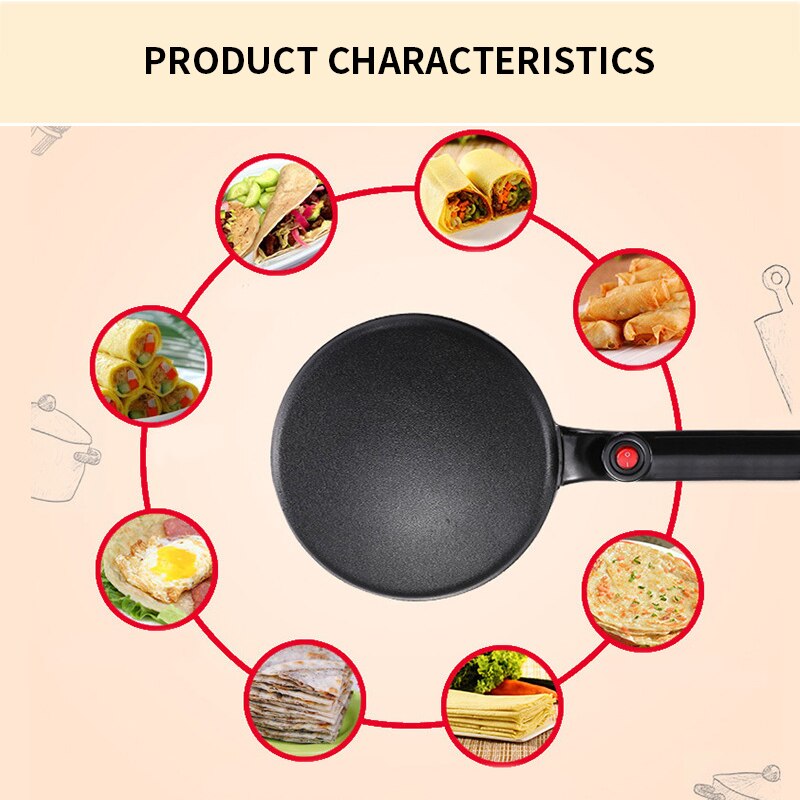 Home 220V Electric Crepe Maker Pizza Pancake Machine Non-Stick Griddle Baking Pan Cake Machine Household Kitchen Cooking Tools