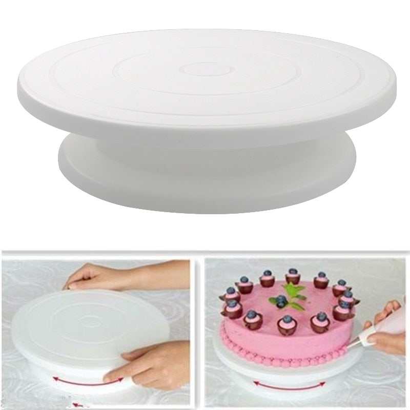 Home Plastic Cake Plate Turntable Rotating Anti-skid Round Cake Stand Cake Decorating Rotary Table Kitchen DIY Pan Baking Tool