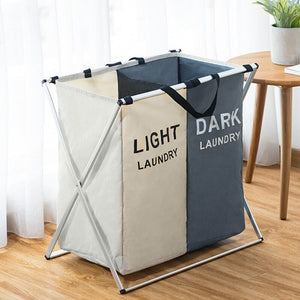 Home Portable Clothes Storage Basket Three Grid Organizer Basket Collapsible Large Laundry Hamper Waterproof Home Laundry Basket