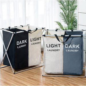 Home Portable Clothes Storage Basket Three Grid Organizer Basket Collapsible Large Laundry Hamper Waterproof Home Laundry Basket