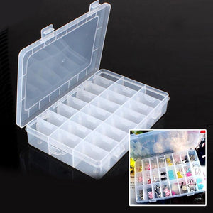 Home Portable 24 Compartment Storage Box Practical Adjustable Plastic Case for Bead Rings Jewelry Display Organizer