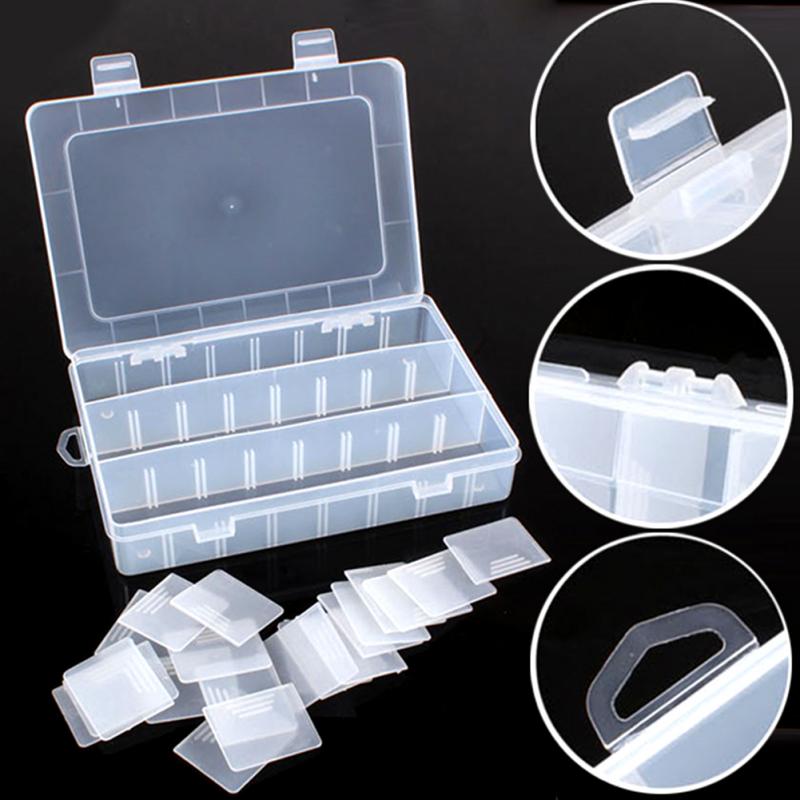 Home Portable 24 Compartment Storage Box Practical Adjustable Plastic Case for Bead Rings Jewelry Display Organizer