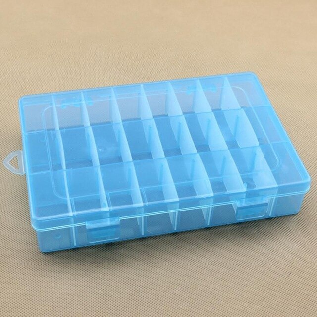 Home Portable 24 Compartment Storage Box Practical Adjustable Plastic Case for Bead Rings Jewelry Display Organizer