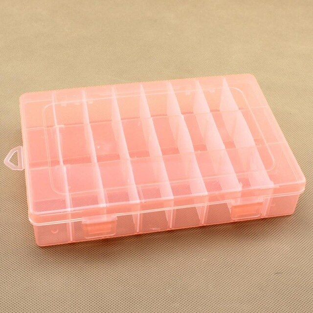 Home Portable 24 Compartment Storage Box Practical Adjustable Plastic Case for Bead Rings Jewelry Display Organizer