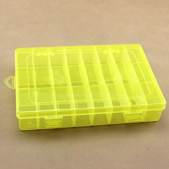 Home Portable 24 Compartment Storage Box Practical Adjustable Plastic Case for Bead Rings Jewelry Display Organizer