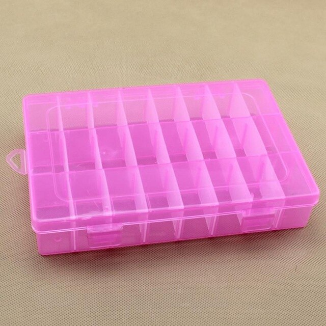 Home Portable 24 Compartment Storage Box Practical Adjustable Plastic Case for Bead Rings Jewelry Display Organizer