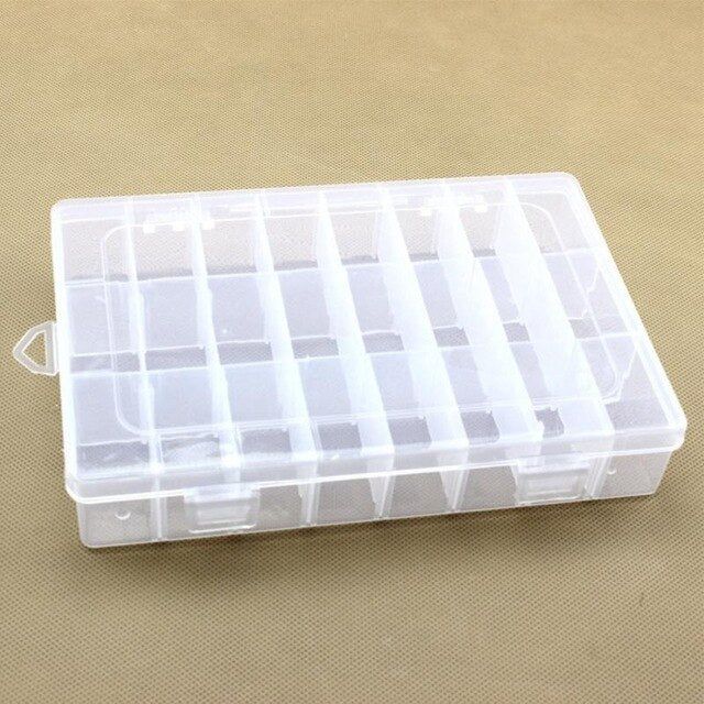 Home Portable 24 Compartment Storage Box Practical Adjustable Plastic Case for Bead Rings Jewelry Display Organizer