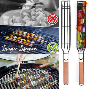 Portable BBQ Grilling Basket Stainless Steel Nonstick Barbecue Grill Basket Tools Grill Mesh for Meat Hamburger BBQ Tools