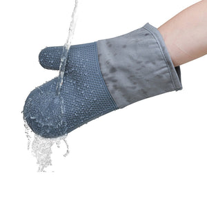 Portable 1 Pair Heat Resistant Silicone Glove Cooking Baking BBQ Oven Pot Holder Mitt Kitchen Gray Black