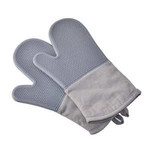 Portable 1 Pair Heat Resistant Silicone Glove Cooking Baking BBQ Oven Pot Holder Mitt Kitchen Gray Black