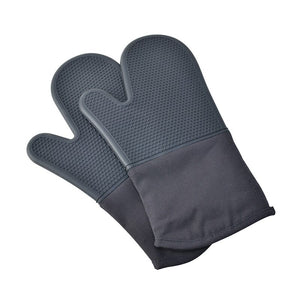 Portable 1 Pair Heat Resistant Silicone Glove Cooking Baking BBQ Oven Pot Holder Mitt Kitchen Gray Black