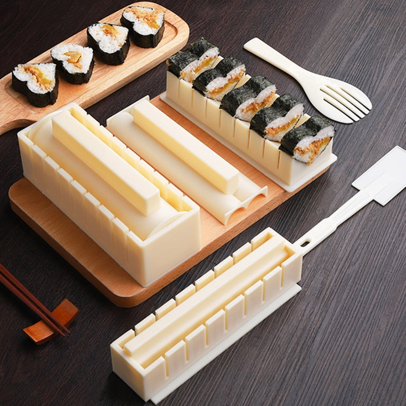 Portable 10pcs/Set Easy To Use DIY Rice Ball Sushi Maker Mold Kitchen Sushi Making Tool Set for Sushi Roll Kitchen Cooking Tool