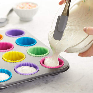 Portable 12pcs/Set Silicone Cake Mold Round Shaped Muffin Cupcake Baking Molds Kitchen Cooking Bakeware Maker DIY Cake Tools