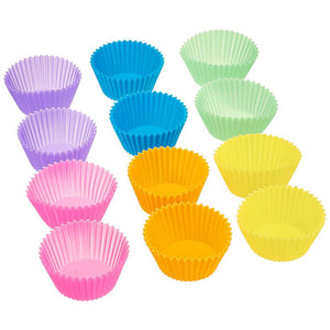 Portable 12pcs/Set Silicone Cake Mold Round Shaped Muffin Cupcake Baking Molds Kitchen Cooking Bakeware Maker DIY Cake Tools