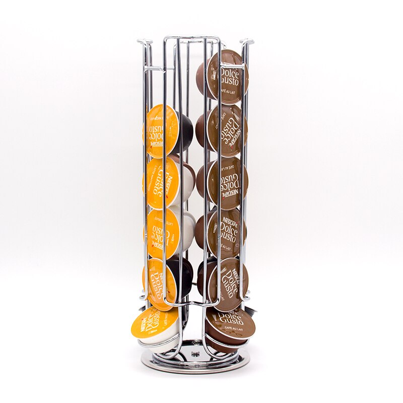 Portable 24 Stainless Steel Coffee Capsule Rotated Rack for Nespresso Display Storage Rotating Stand Durable Holder