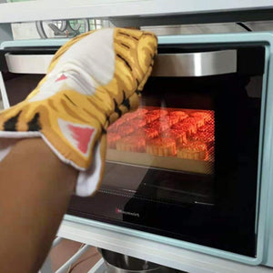 Portable 3D Cartoon Cat Paws Oven Mitts Long Cotton Baking Insulation Gloves Microwave Heat Resistant Non-slip Kitchen Gloves