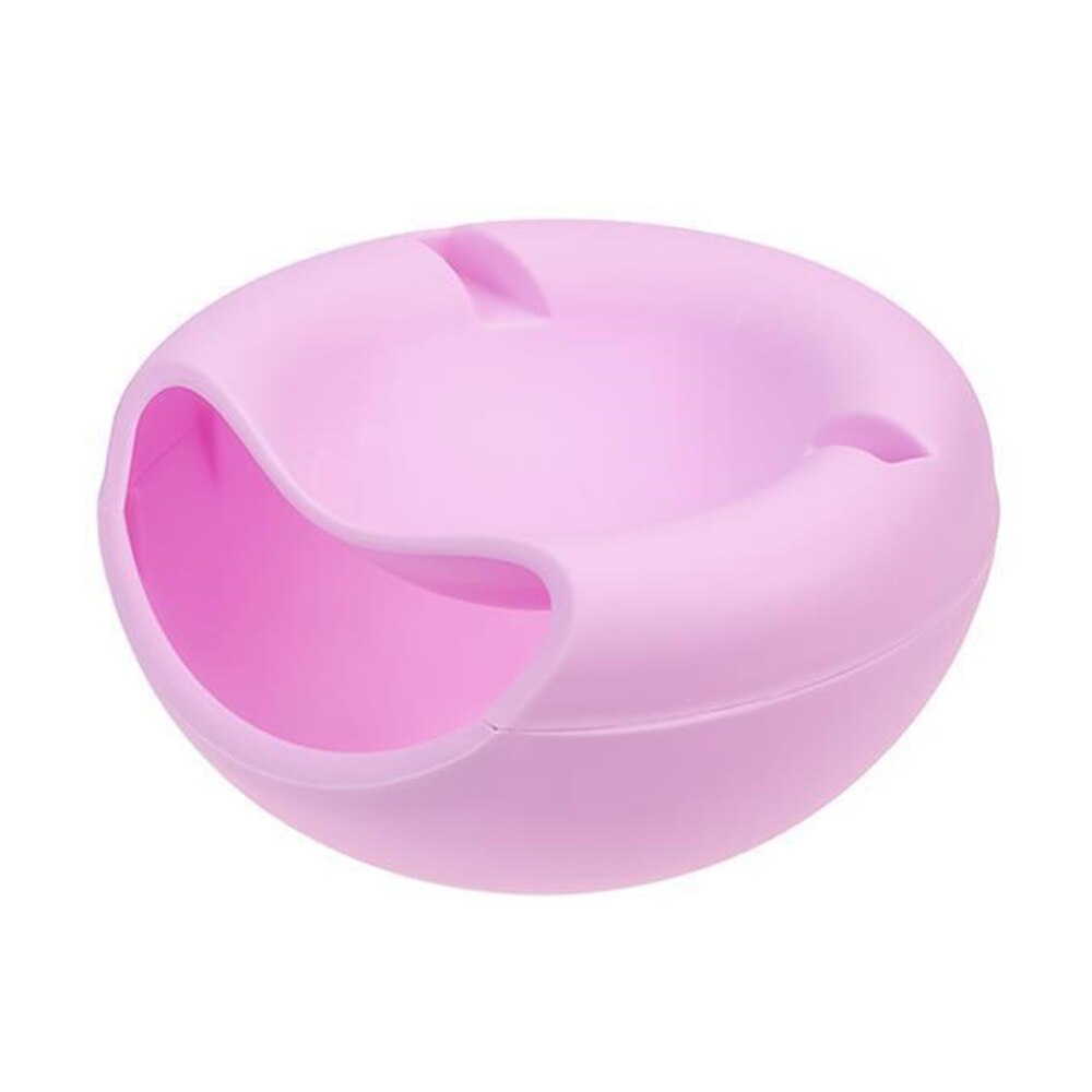 Portable Lazy Snack Bowl Plastic Double Layers Snack Storage Box Bowl Fruit Plate Bowl And Mobile Phone Bracket Chase Artifact