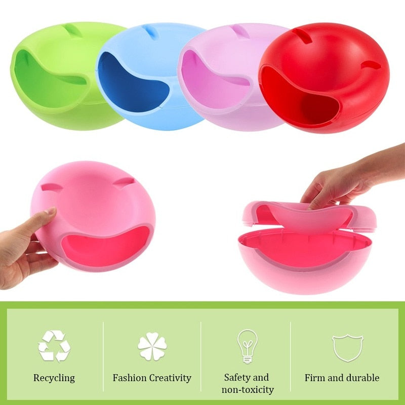 Portable Lazy Snack Bowl Plastic Double Layers Snack Storage Box Bowl Fruit Plate Bowl And Mobile Phone Bracket Chase Artifact