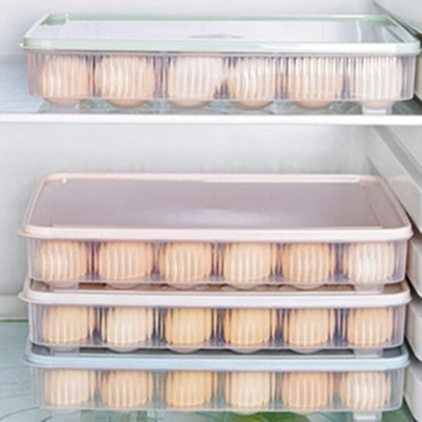 Portable Plastic Egg Box Kitchen Egg Storage Box 24 Grid Eggs Holder Stackable Freezer Storage Organizers Egg Storage Container