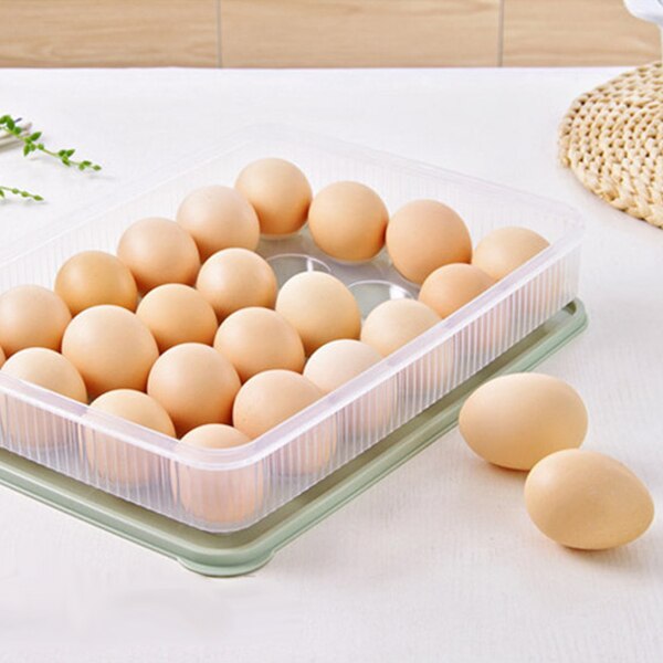 Portable Plastic Egg Box Kitchen Egg Storage Box 24 Grid Eggs Holder Stackable Freezer Storage Organizers Egg Storage Container