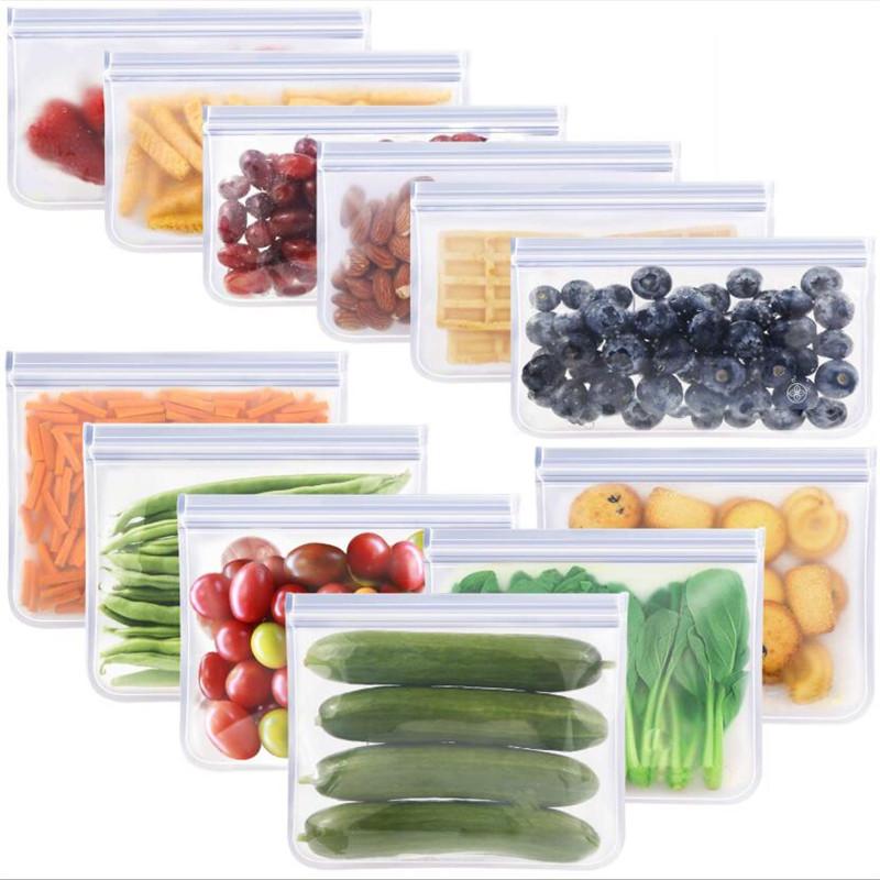 Portable Silicone Food Storage Bag Reusable Stand Up Zip Shut Bag Leakproof  Fresh Bag Food Storage Bag Fresh Wrap Ziplock Bag