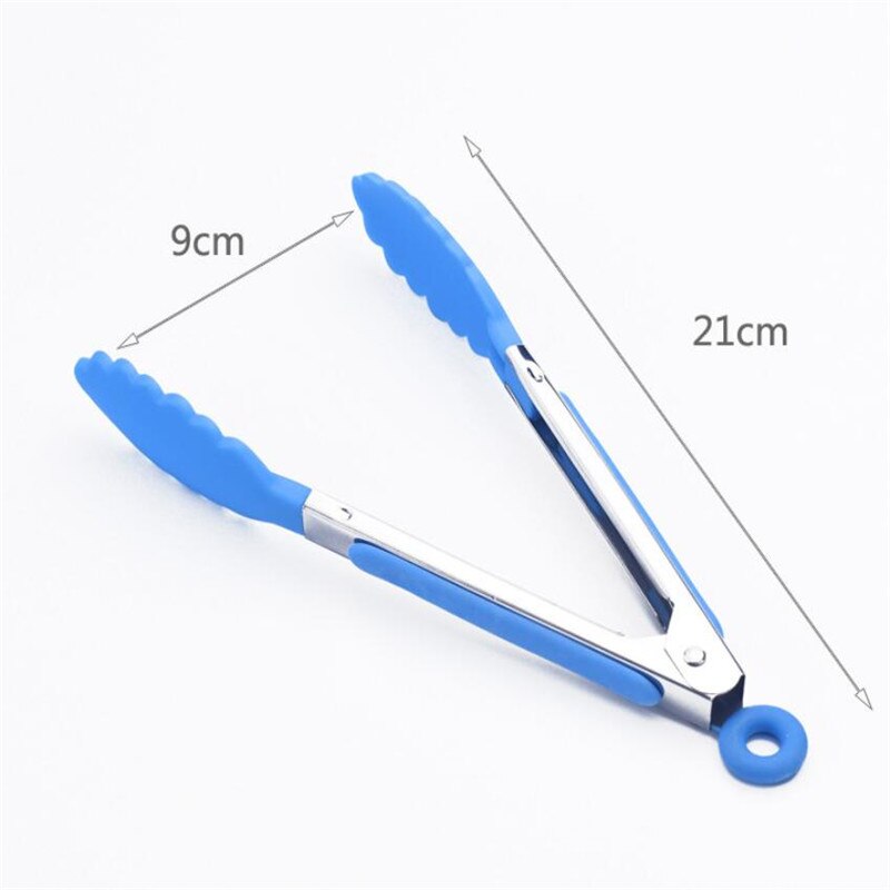 Portable Silicone Food Tong Stainless Steel Kitchen Tongs Silicone Non-slip Cooking Clip Clamp BBQ Salad Tools Grill Accessories