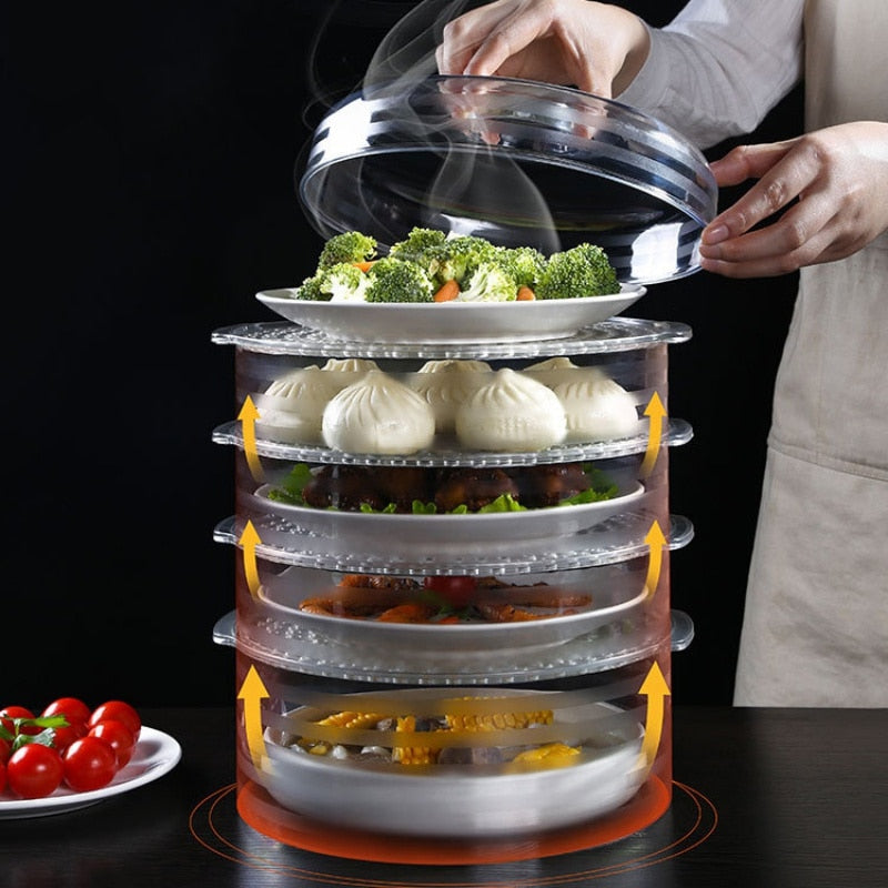 Transparent Stackable Food Insulation Vegetable Cover Dining Table Dustproof Anti-mosquito Leftover Food Cover